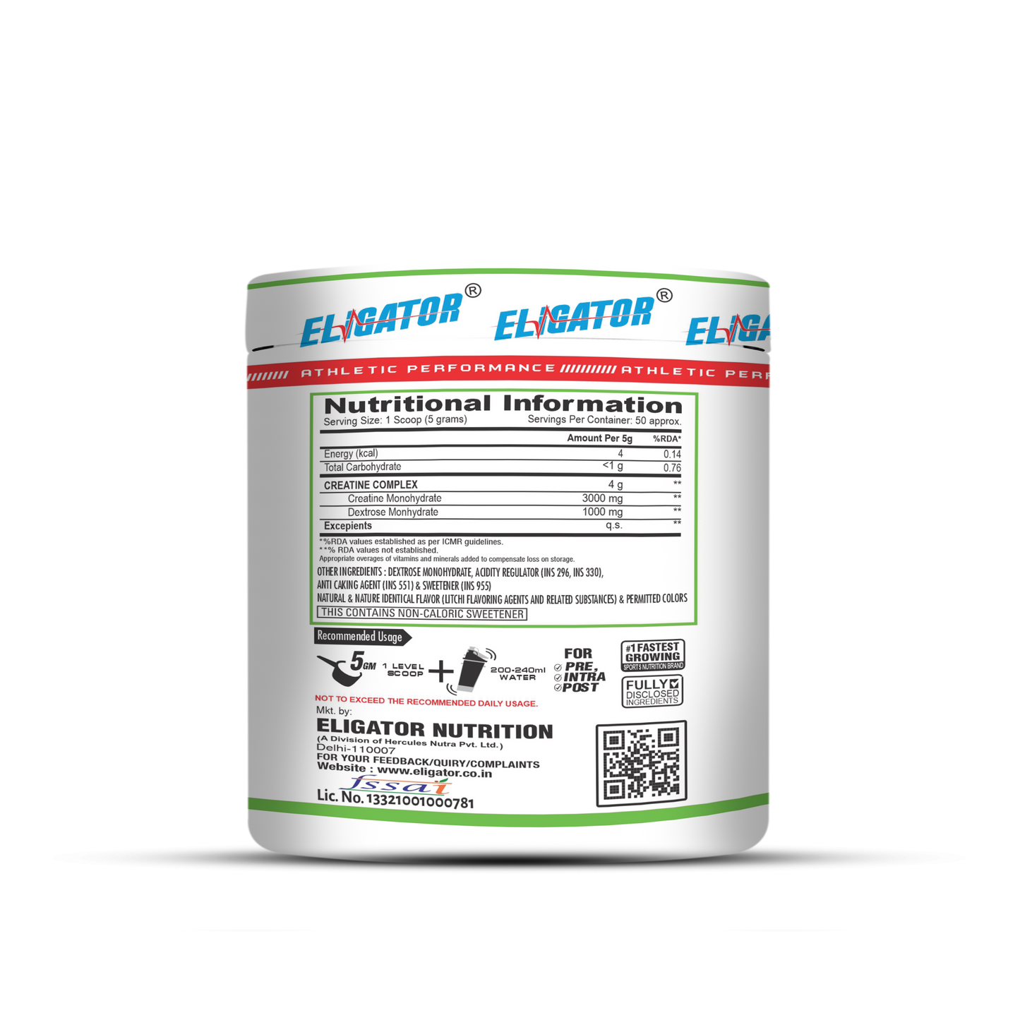 Eligator Creatine Monohydrate 50 SERVING