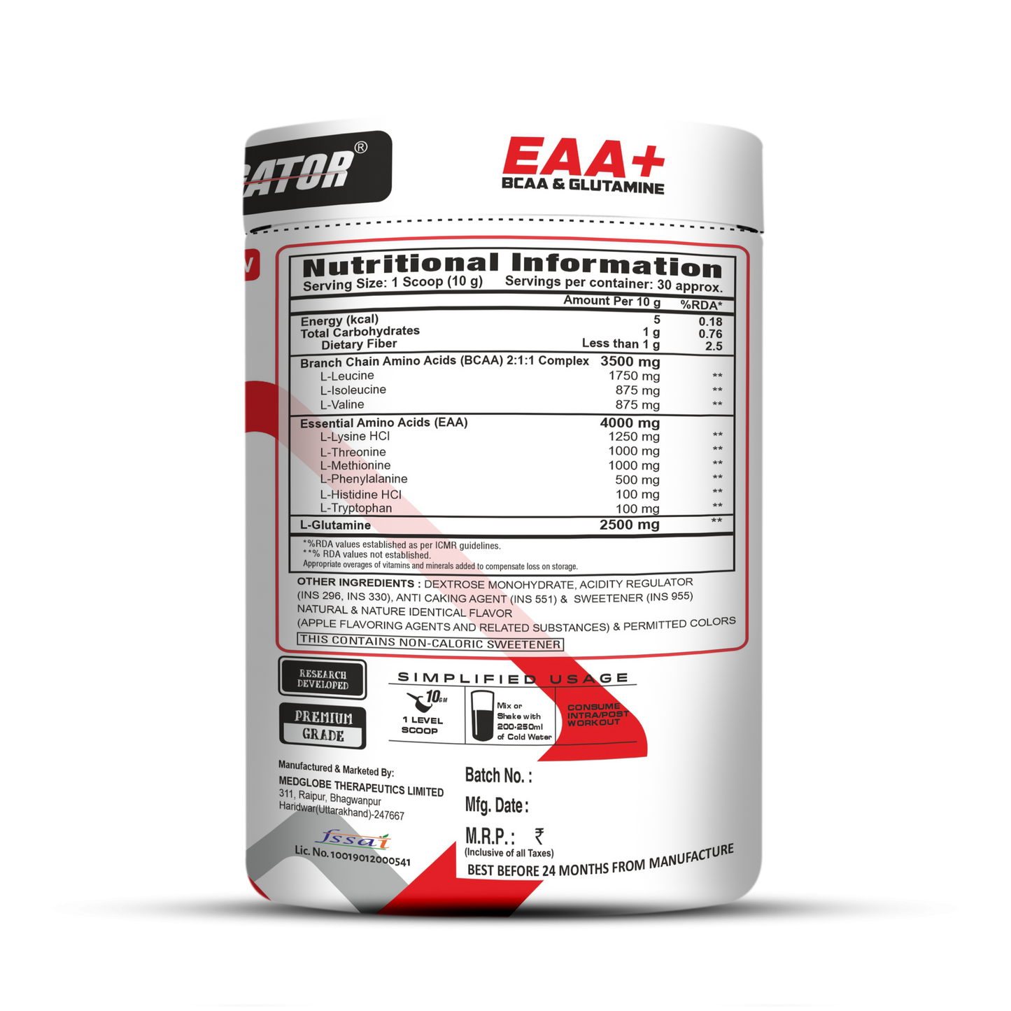 Eligator Nutrition EAA Plus 30 Servings With Shaker