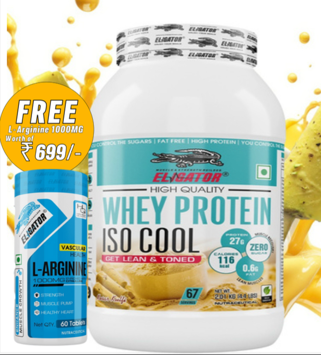 Eligator Iso Cool Whey Protein Isolate with Free Eligator L-Arginine 60 Tablets
