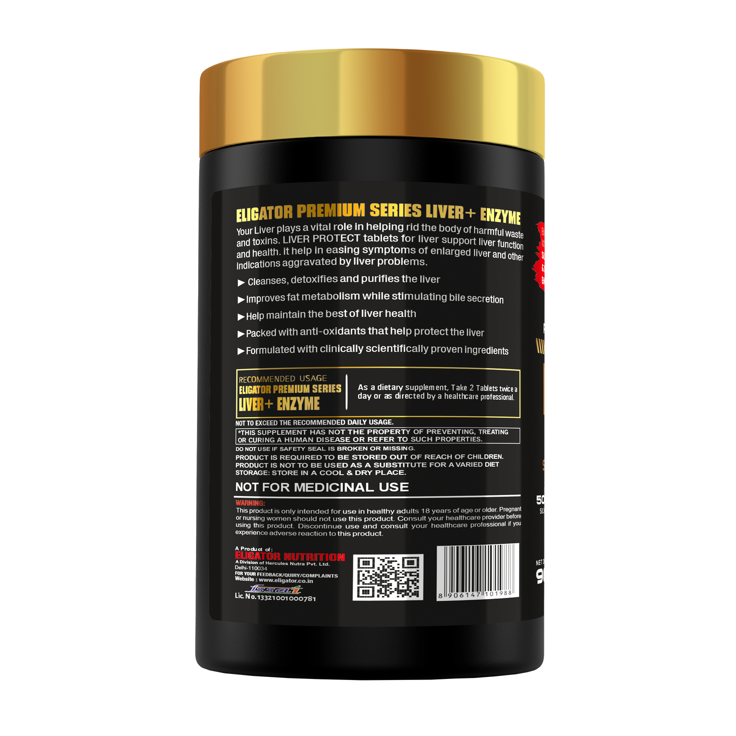 Eligator Nutrition Premium Series Liver + Enzyme 90 Tablets