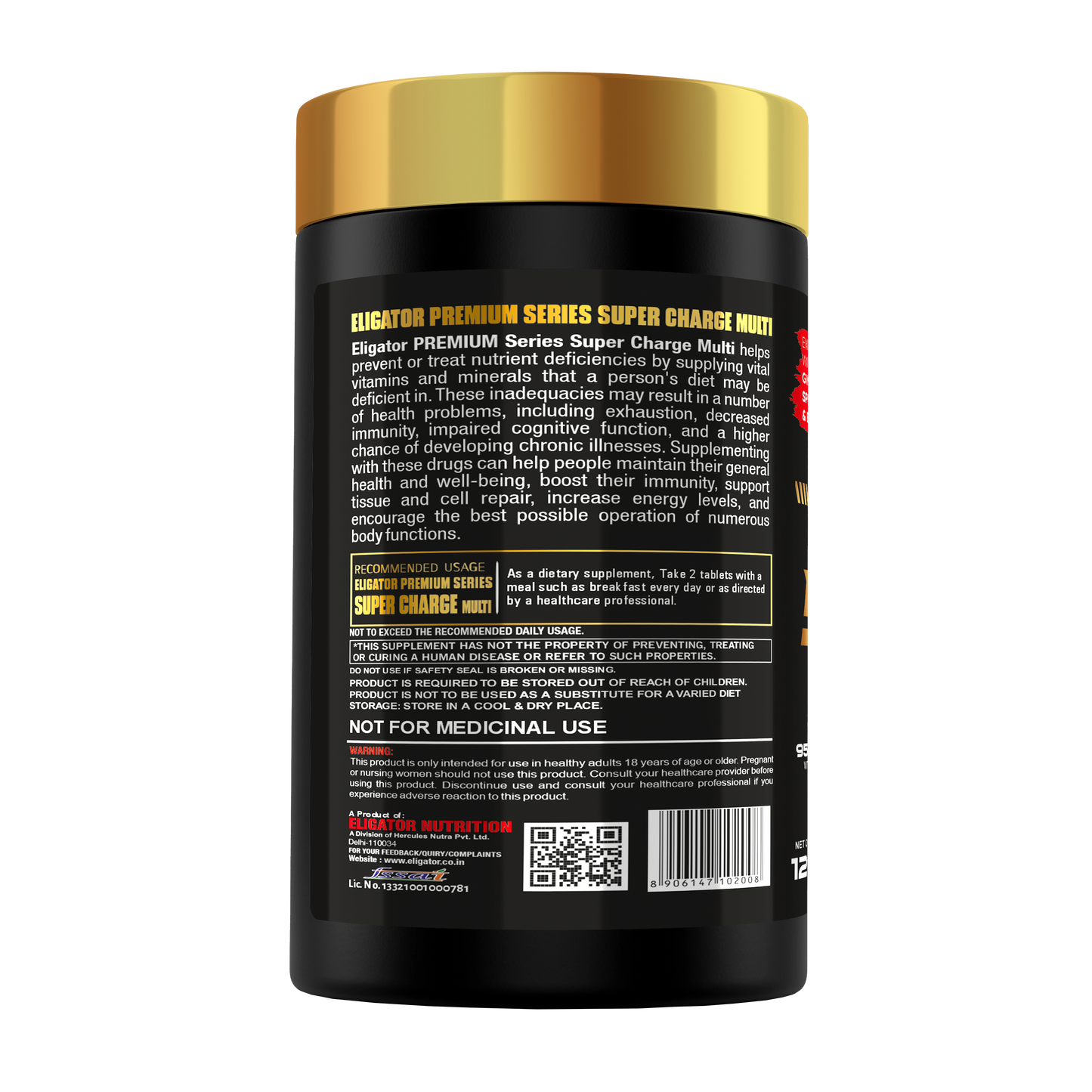 Eligator Nutrition Premium Series Super Charge Multivitamin 120 Tablets