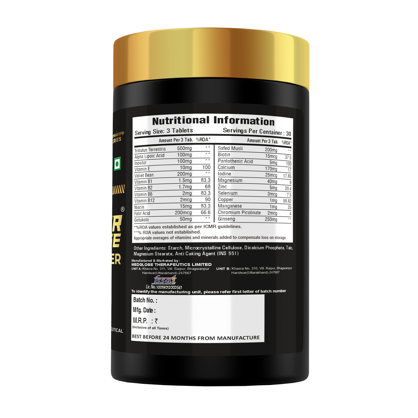 Eligator Nutrigtion Premium Series Super Charge Testo Booster 90 Tablets