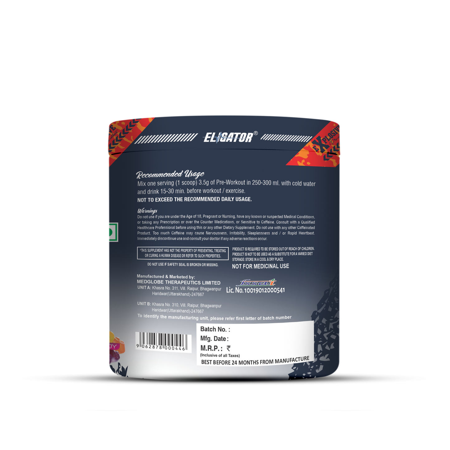 Eligator Explosive Pre Workout With Steel Shaker