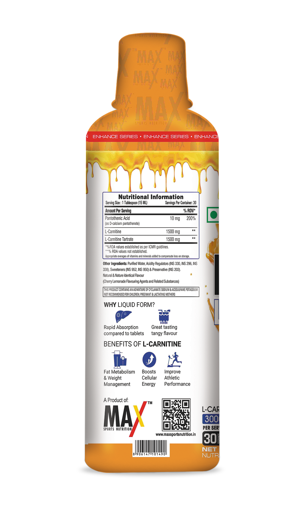 Max Sports L-Carnitine Liquid 3000 Mg