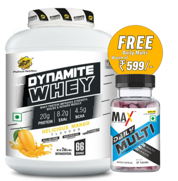 Platinum Nutrition Dynamite Whey with Free Max Sports Multivitamins