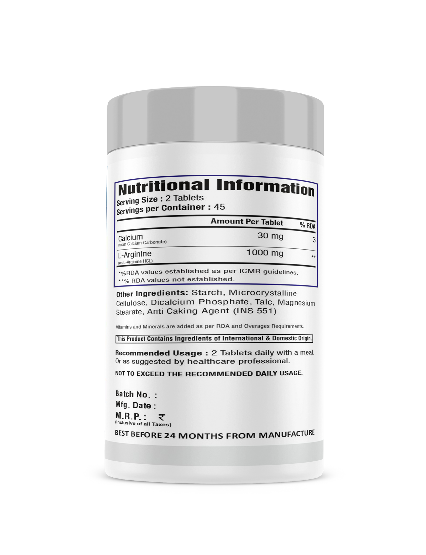 Platinum Nutrition L-Arginine 2000 Mg 90 Tablets