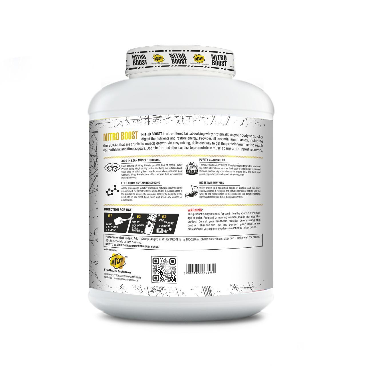 Platinum nutrition Nitro Boost whey protein Free Max Sports L-Arginine 60 Tablets