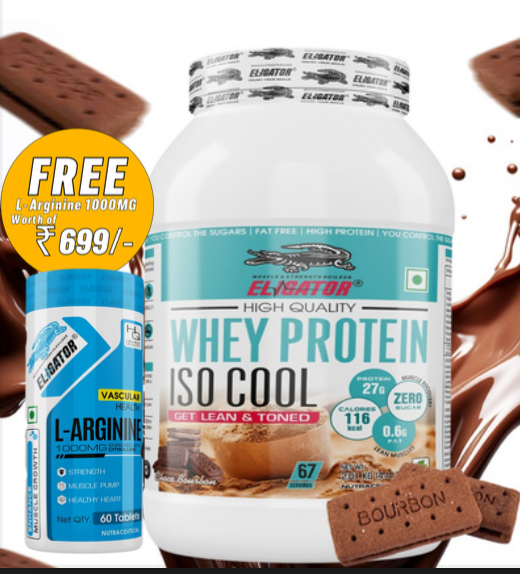 Eligator Iso Cool Whey Protein Isolate with Free Eligator L-Arginine 60 Tablets