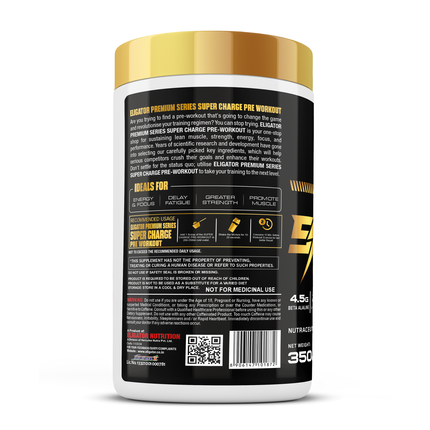 Eligator Nutrition Premium Series Super Charge Pre Workout 35 Serving
