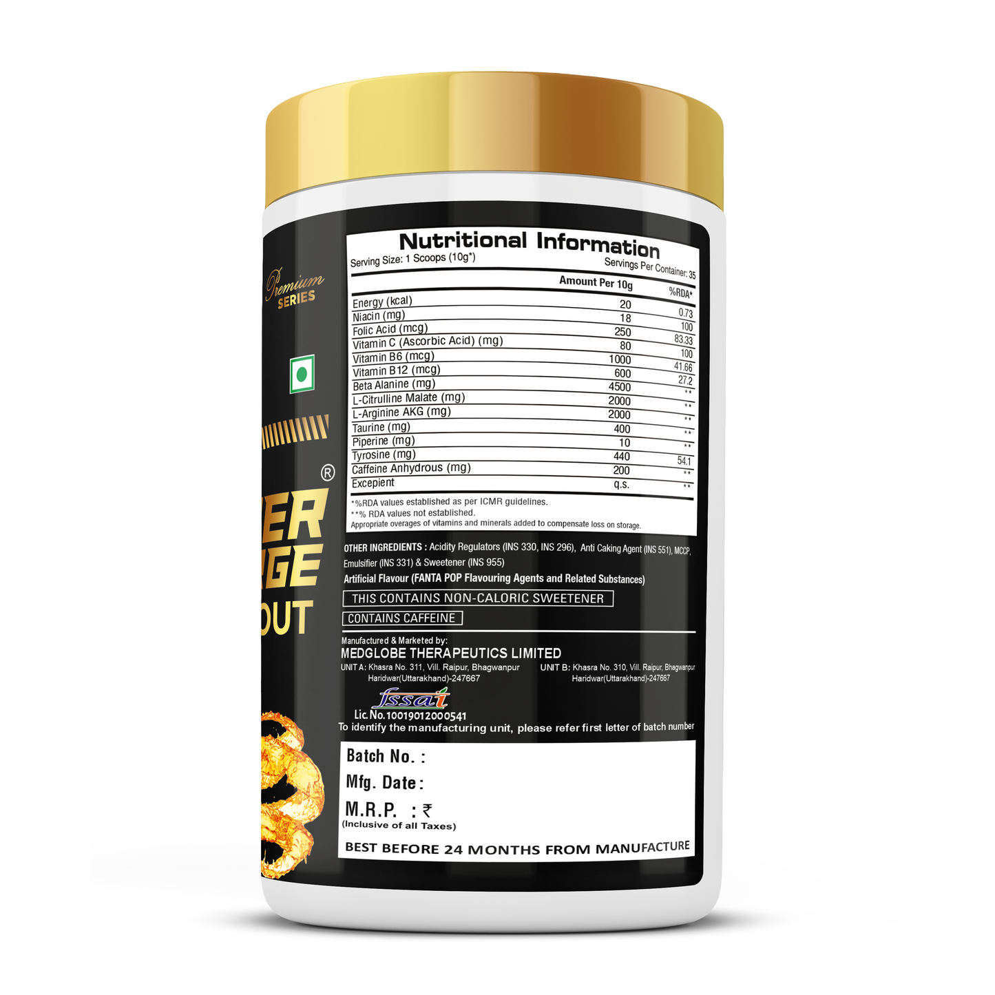 Eligator Nutrition Premium Series Super Charge Pre Workout 35 Serving