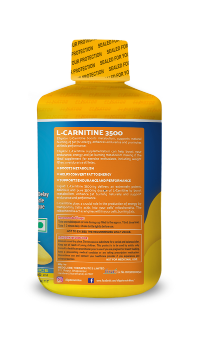 Eligator | L-Carnitine Liquid 3500 Mg | 30 SERVING