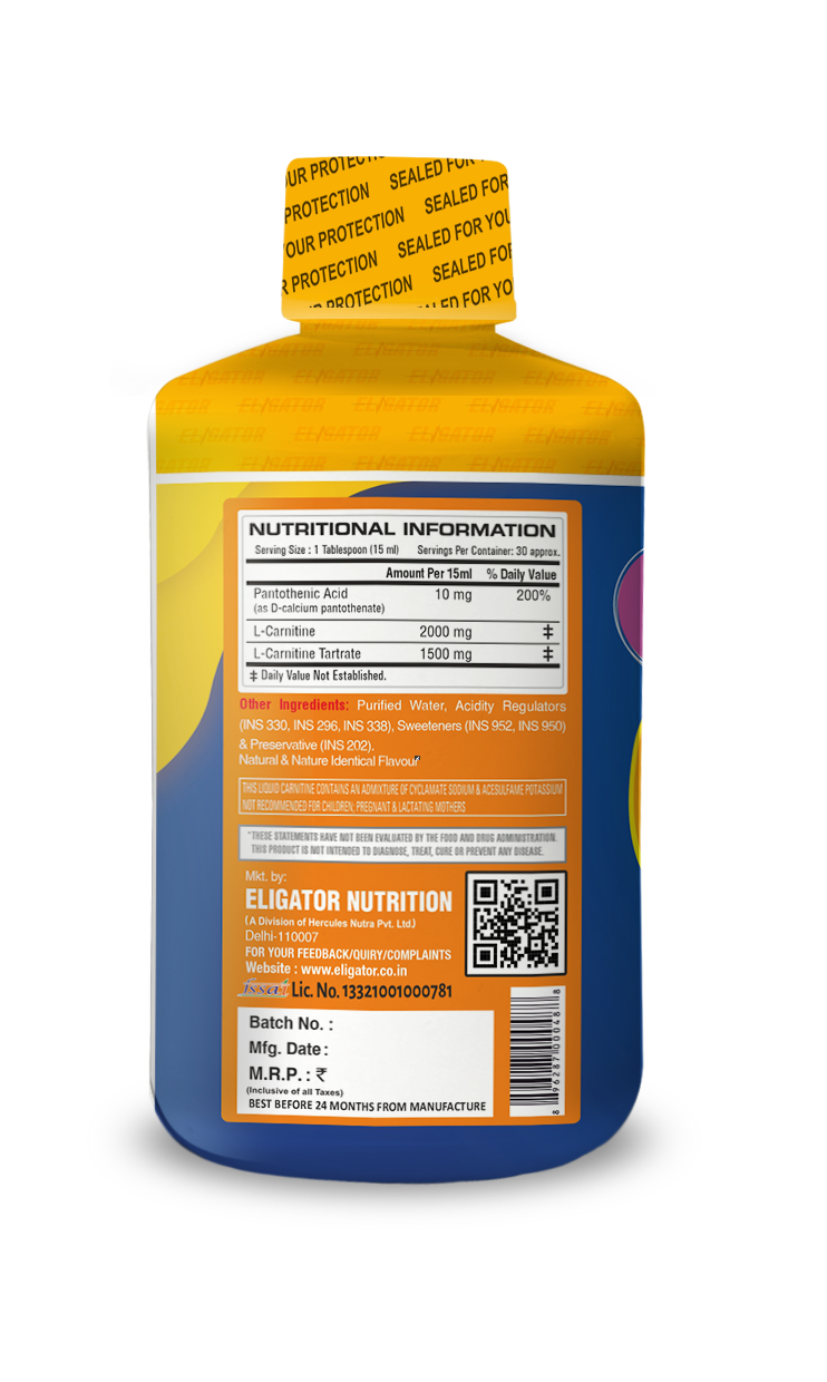Eligator | L-Carnitine Liquid 3500 Mg | 30 SERVING
