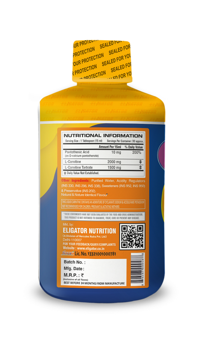 Eligator | L-Carnitine Liquid 3500 Mg | 30 SERVING