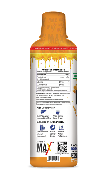 Max Sports L-Carnitine Liquid 3000 Mg
