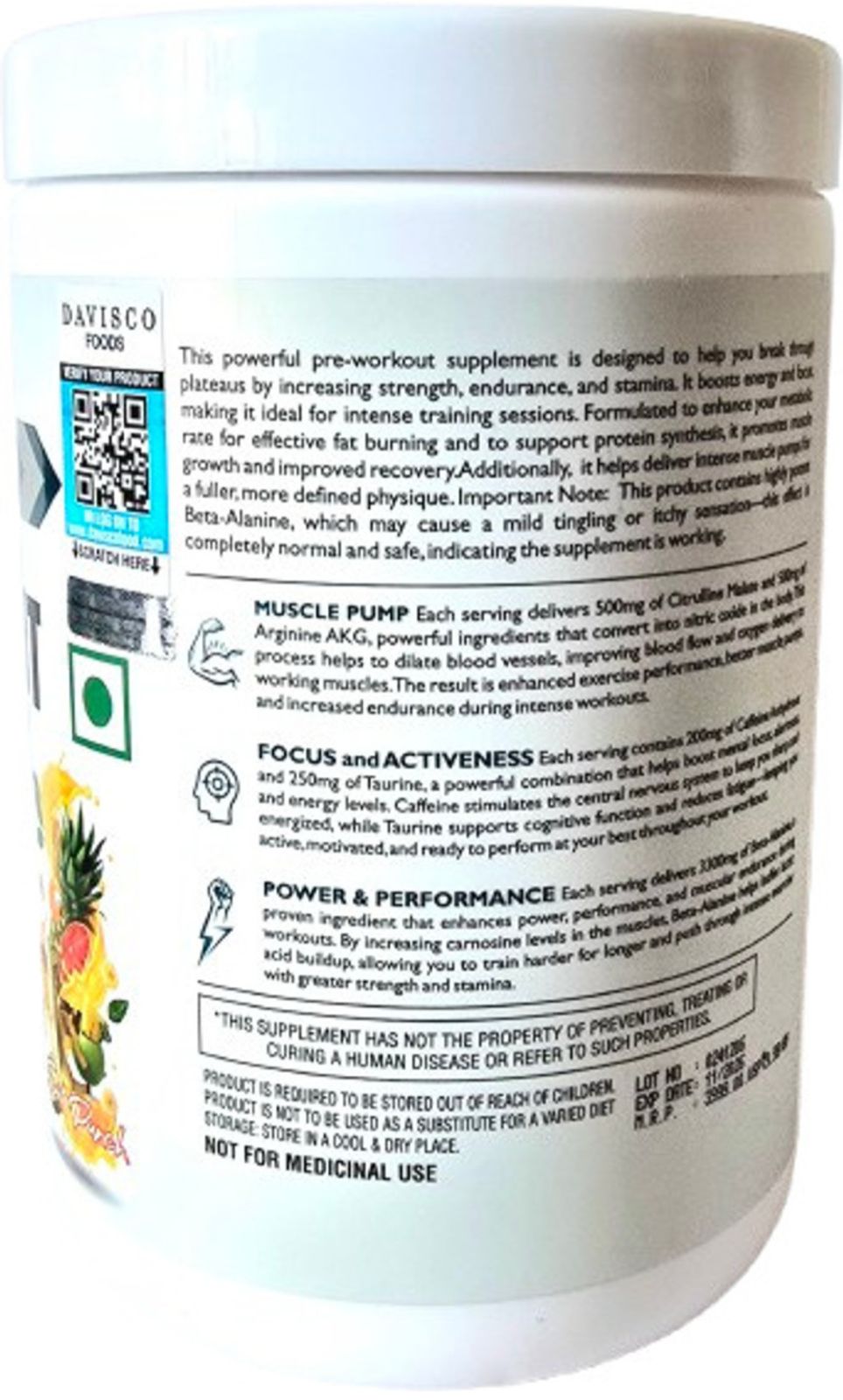 Davisco Pre Workout Power-Pump 80 Servings