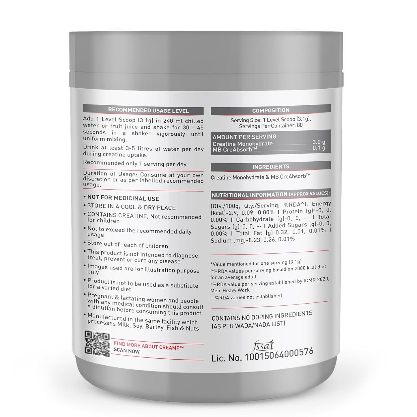 Muscle Blaze Micronised Creatine Monohydrate 250 Gm