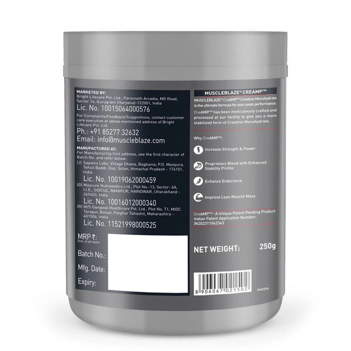 Muscle Blaze Micronised Creatine Monohydrate 250 Gm