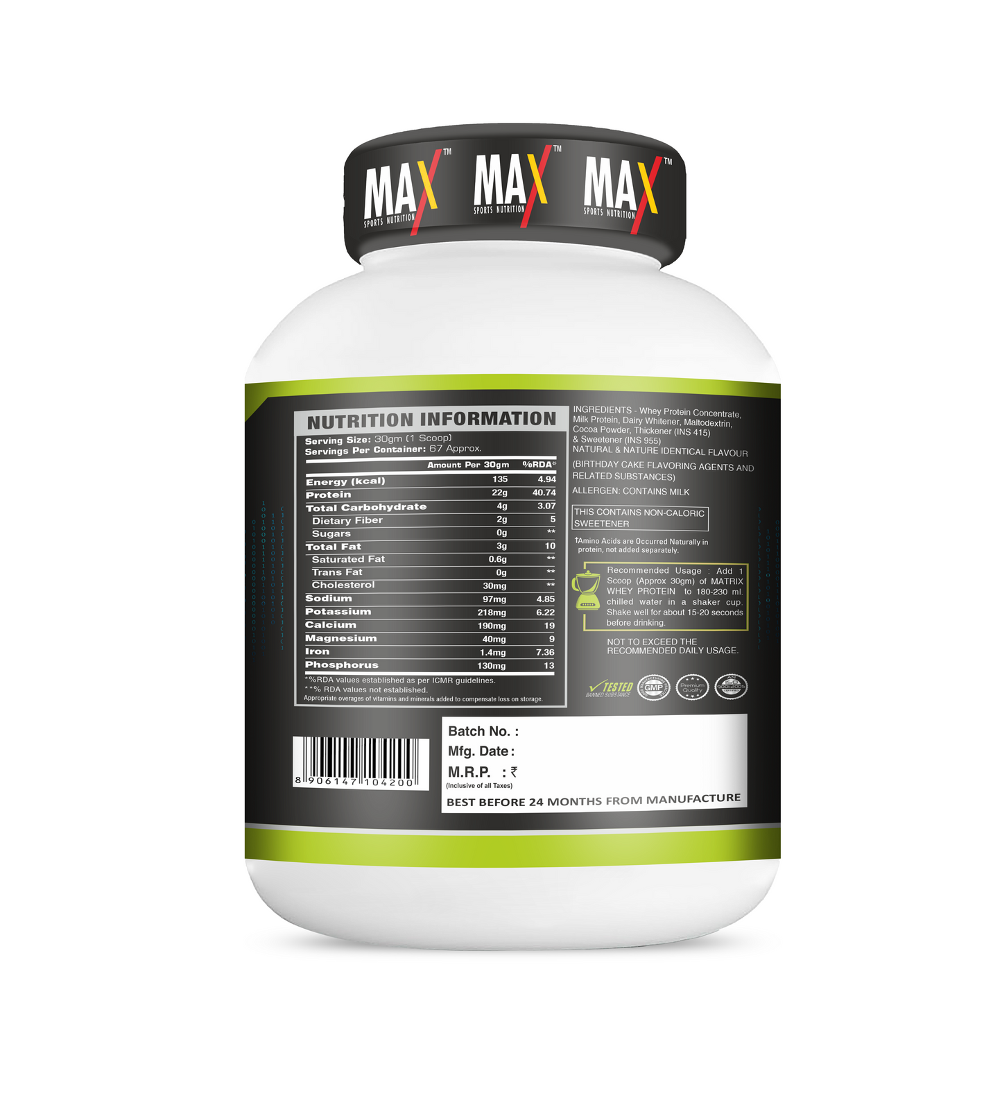 Max Sports Matrix Whey Protein 2 Kg