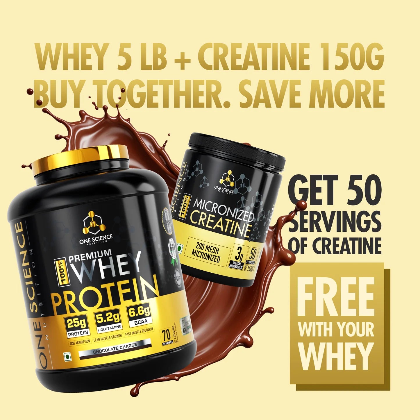 ONE Science Premium Whey Protein Chocolate Charge 2.27 Kg